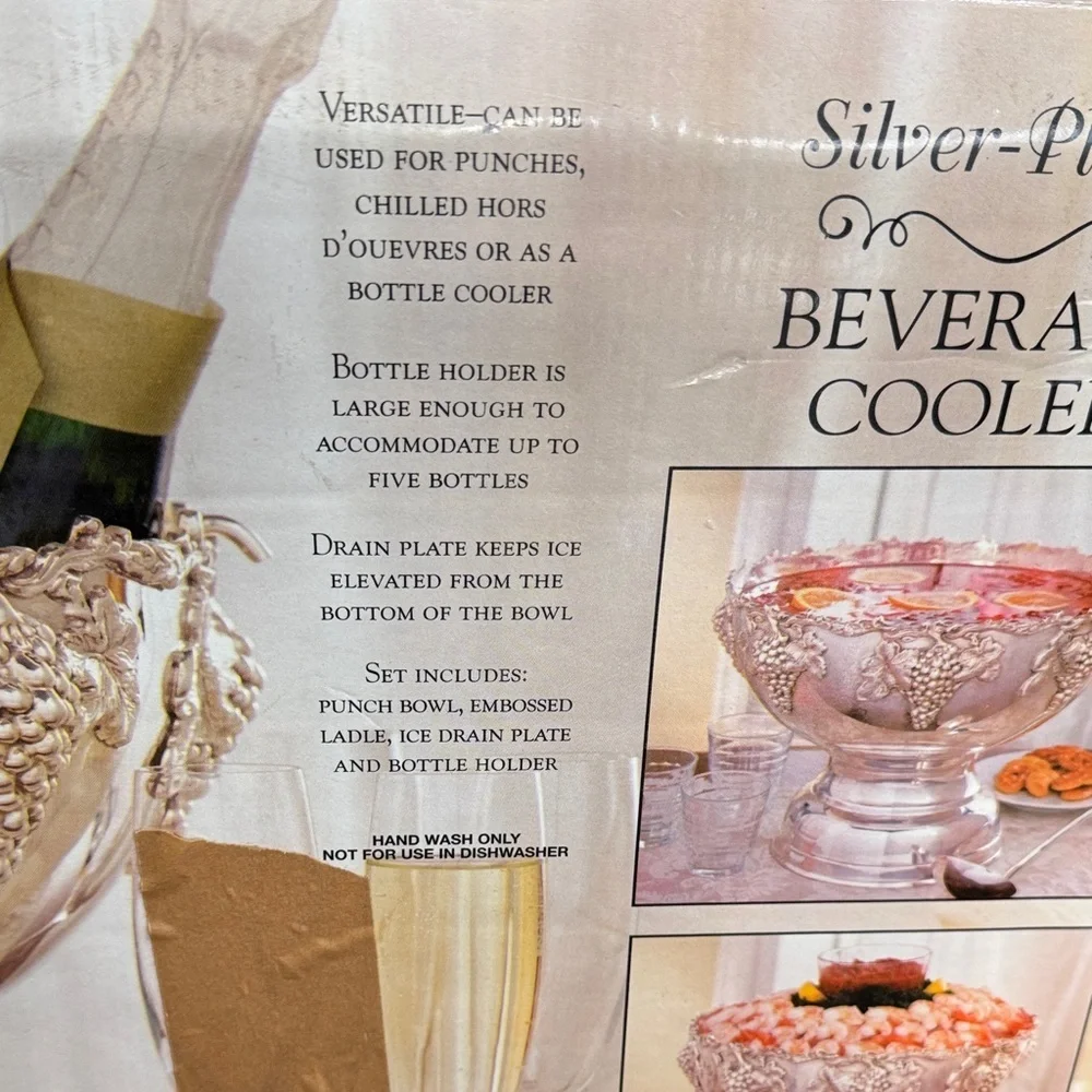 Silver-Plated Grape Motif Beverage Cooler